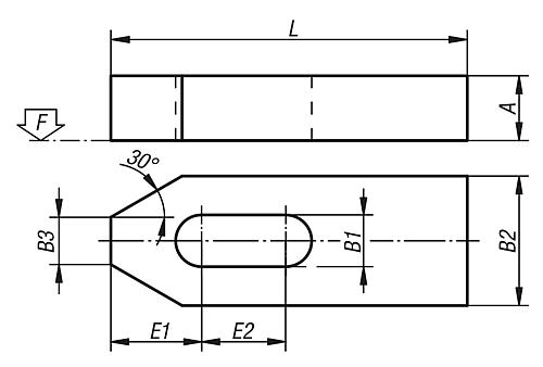 Spanneisen flach, DIN 6314, Zeichnung