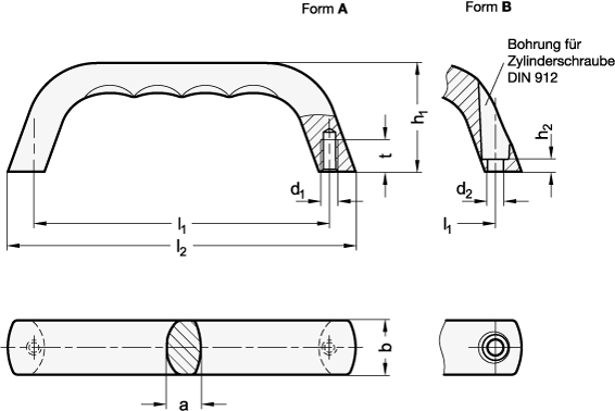 Edelstahl-Bügelgriffe 120 mm, Form A