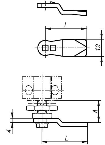 Zunge Edelstahl für Verriegelung K1340, Zeichnung