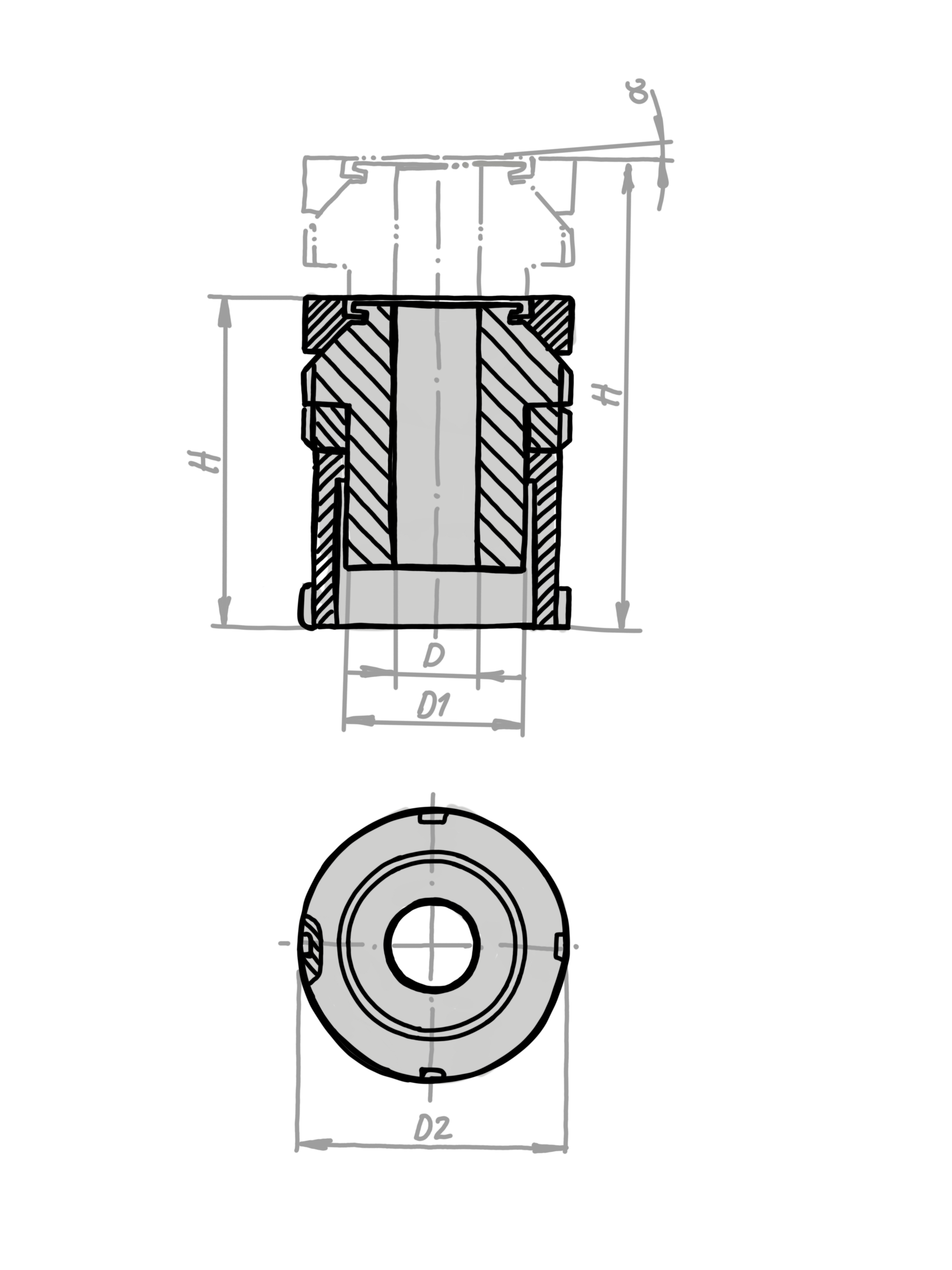 Höhenverstell-Element KVSK mit Kugel-Ausgleichscheibe und Kontermutter